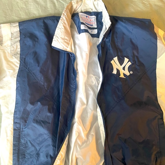 Vintage Starter New York Yankees Spellout Tricolour Coach Embroidered‎ Jacket - Picture 1 of 3